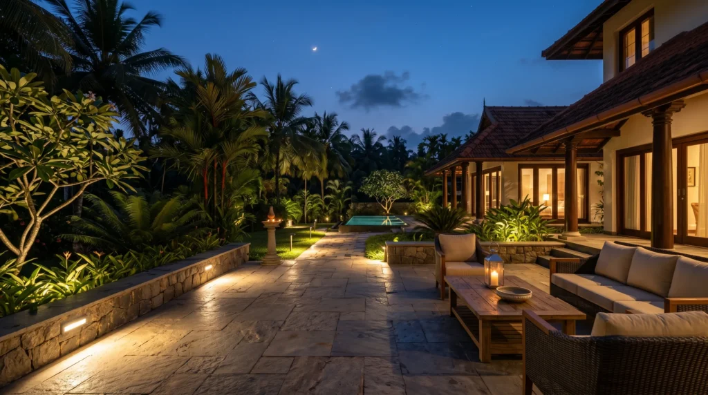 Premium completed garden and landscaping project by Stone N Rocks in central Kerala.