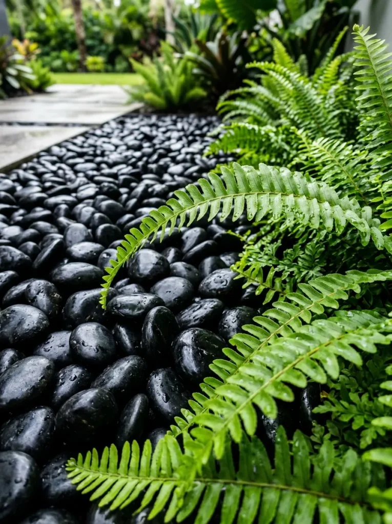  Premium black onyx pebbles for striking garden contrasts and light paving borders.