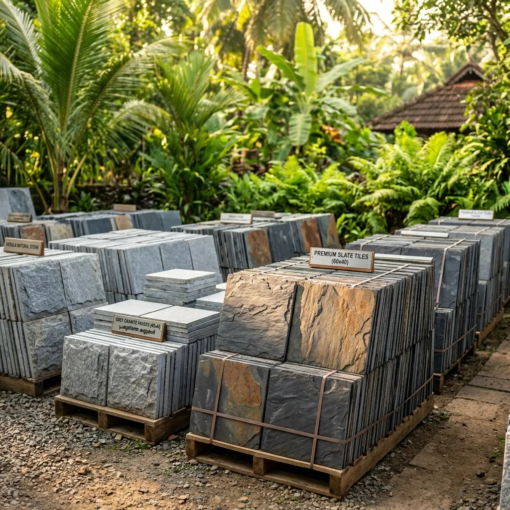 Visit the Stone N Rocks natural stone display yard in Mannuthy, Thrissur.