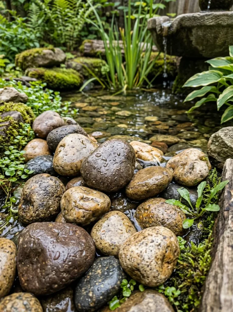Unpolished natural river stones ideal for outdoor gardens, courtyards, and fish ponds.