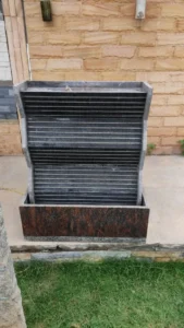 black stone waterfall feature