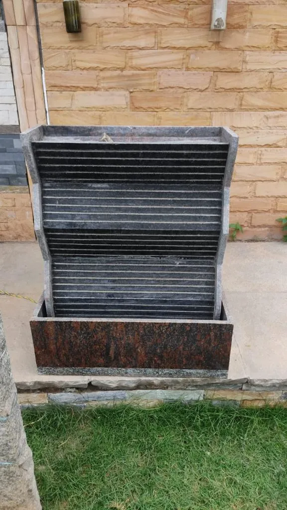 black stone waterfall feature