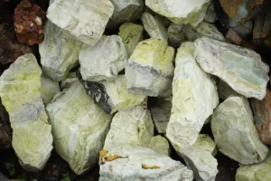 green decorative garden stones