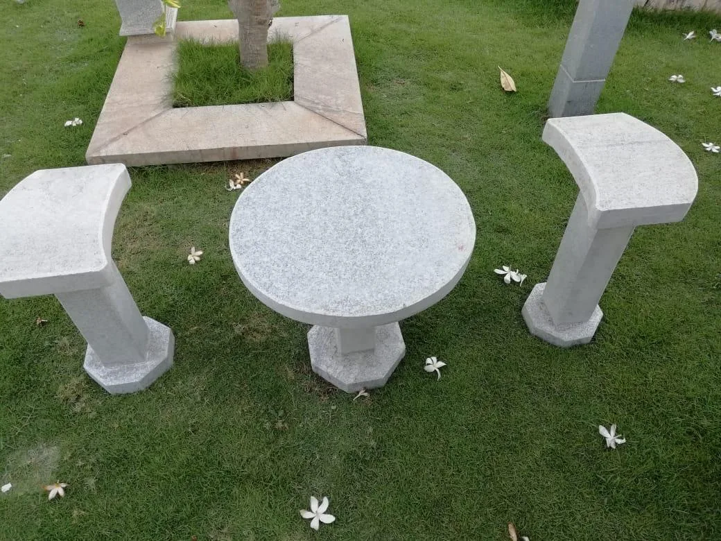 round stone patio table
