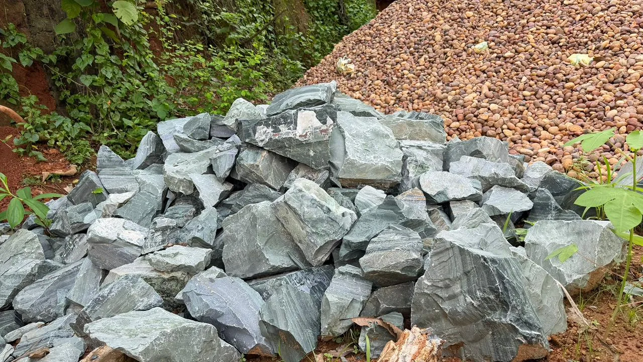 blue grey granite boulders landscaping