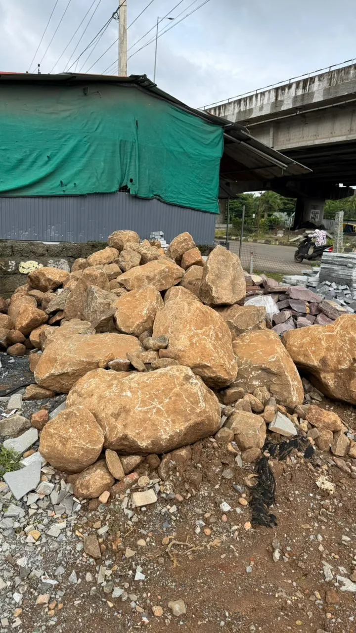 Natural Landscape Boulder Golden brown textured waterfall stones
