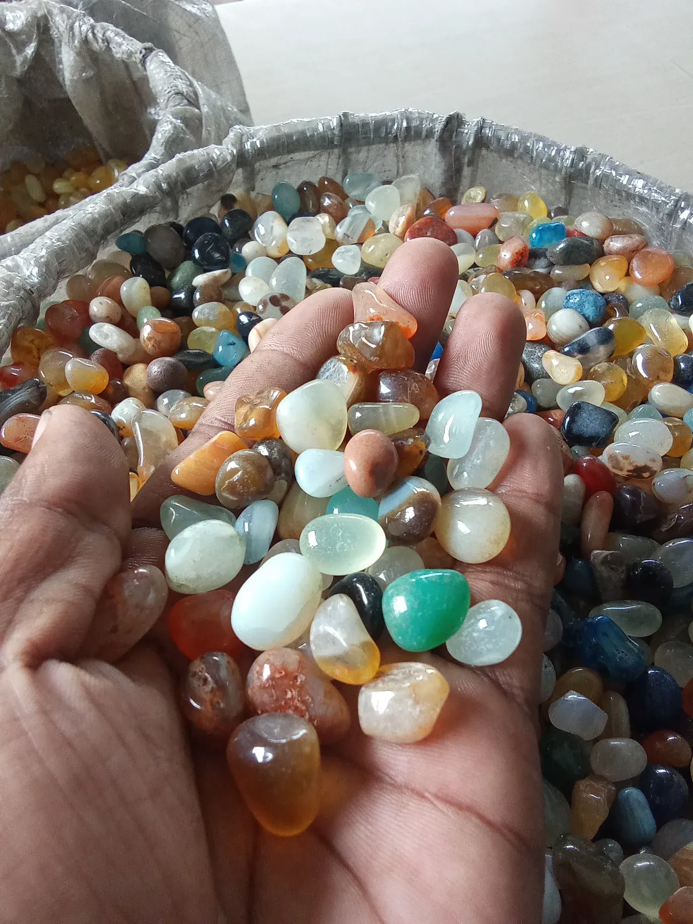 Translucent polished agate and onyx decorative pebbles